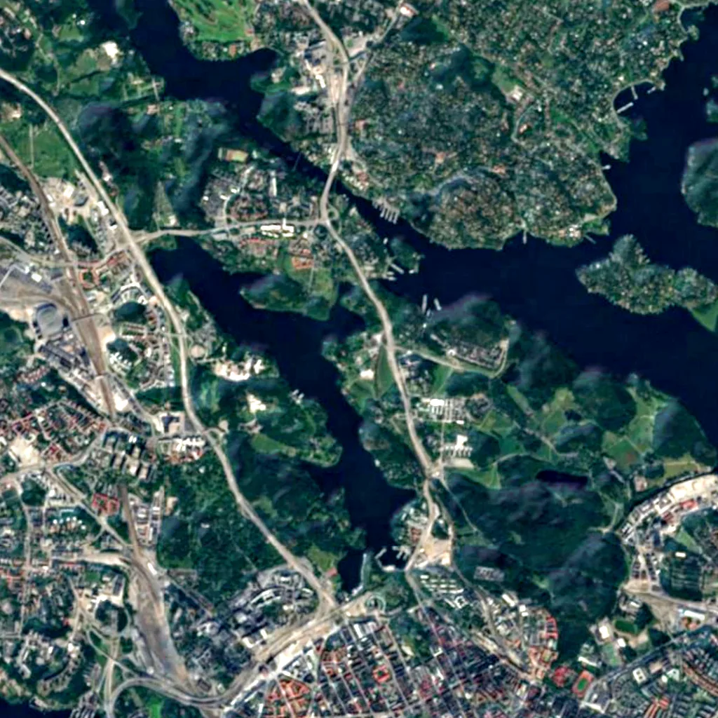 Bergian botanic garden seen from above (Sentinel-2)
