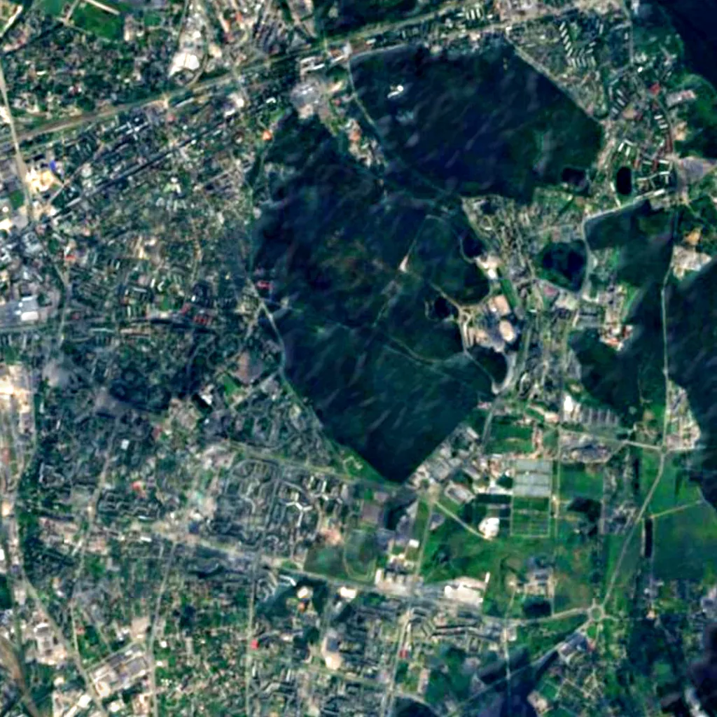 Biķernieki Forest seen from above (Sentinel-2)