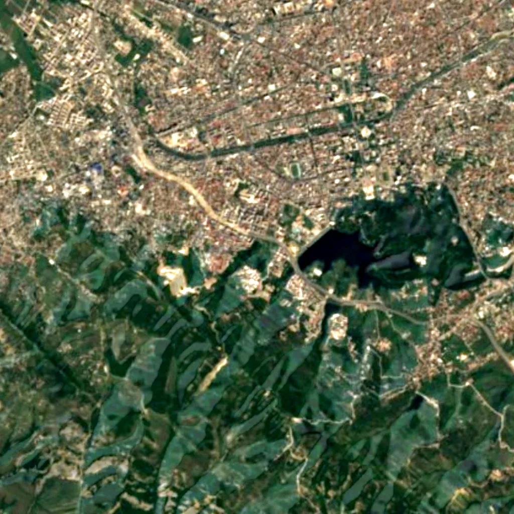 Botanical Gardens of Tirana seen from above (Sentinel-2)