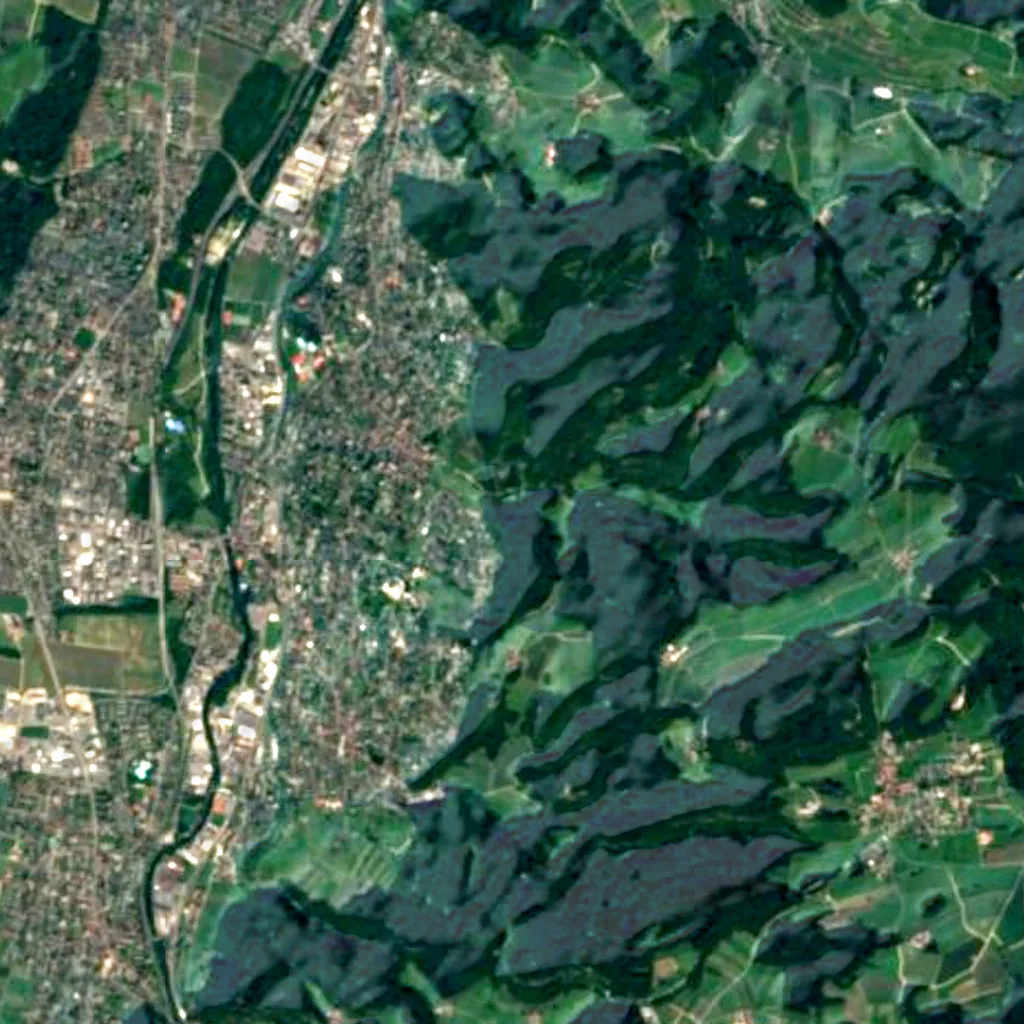 Cave Birseck hermitage, Palaeolithic residential cave / cult place / neolithic burial seen from above (Sentinel-2)
