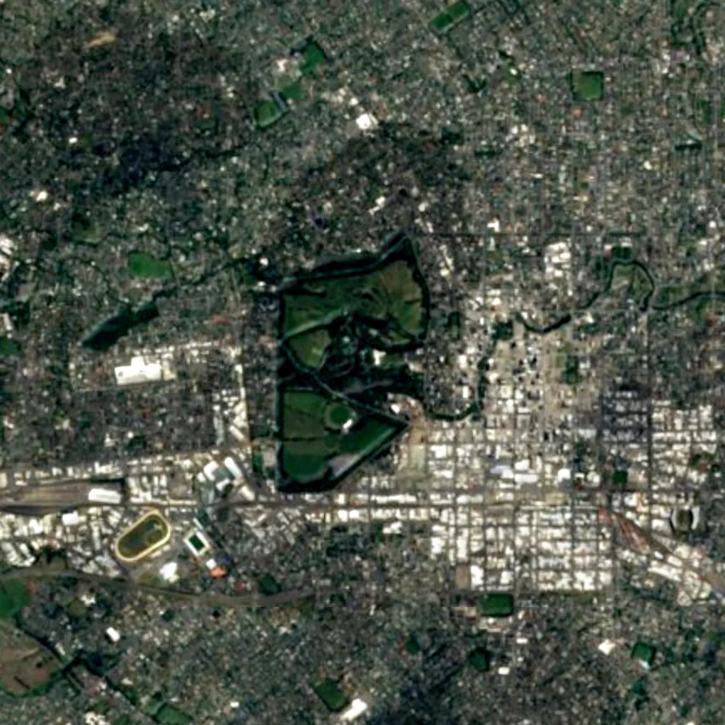 Christchurch Botanic Gardens seen from above (Sentinel-2)