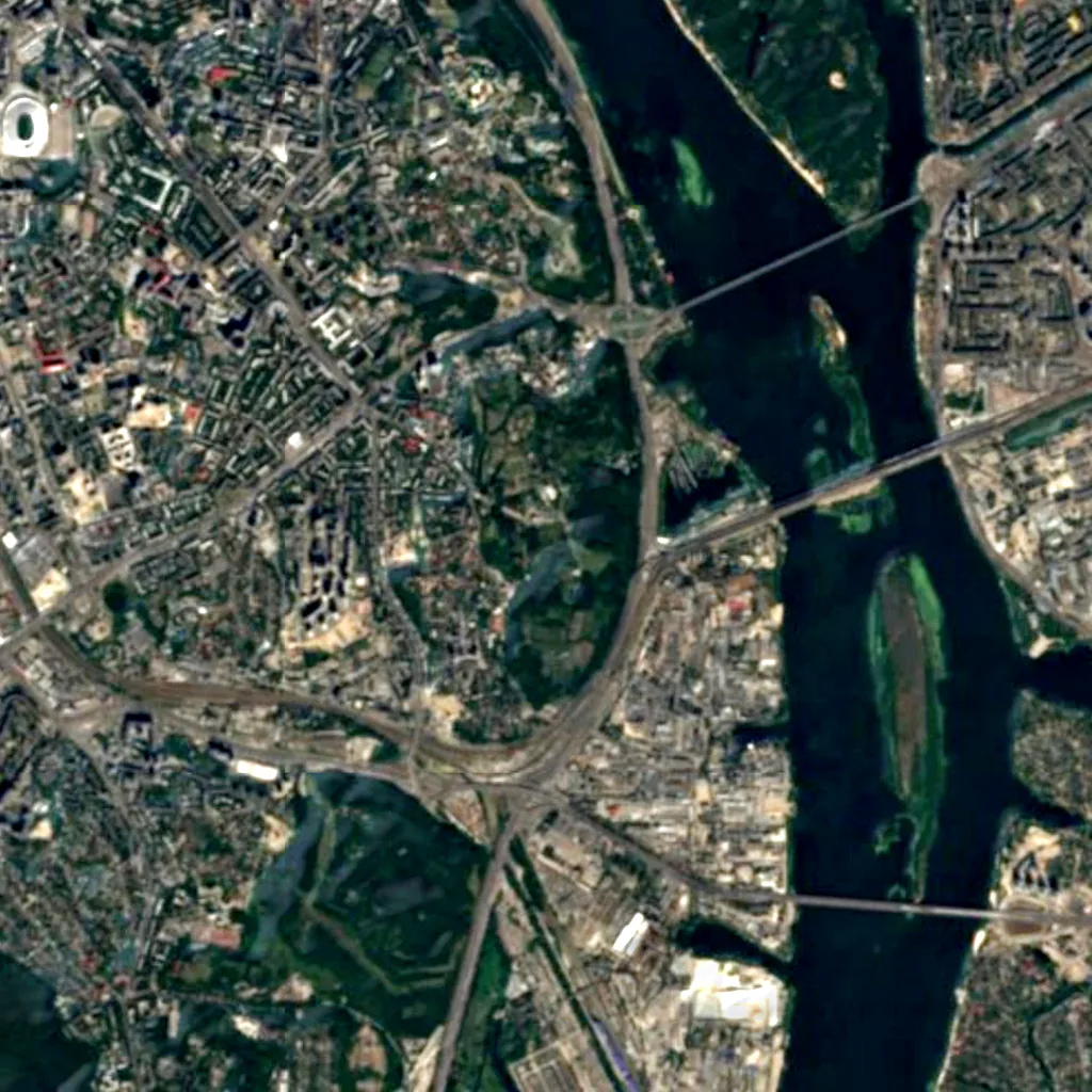 Hryshko National Botanical Garden seen from above (Sentinel-2)