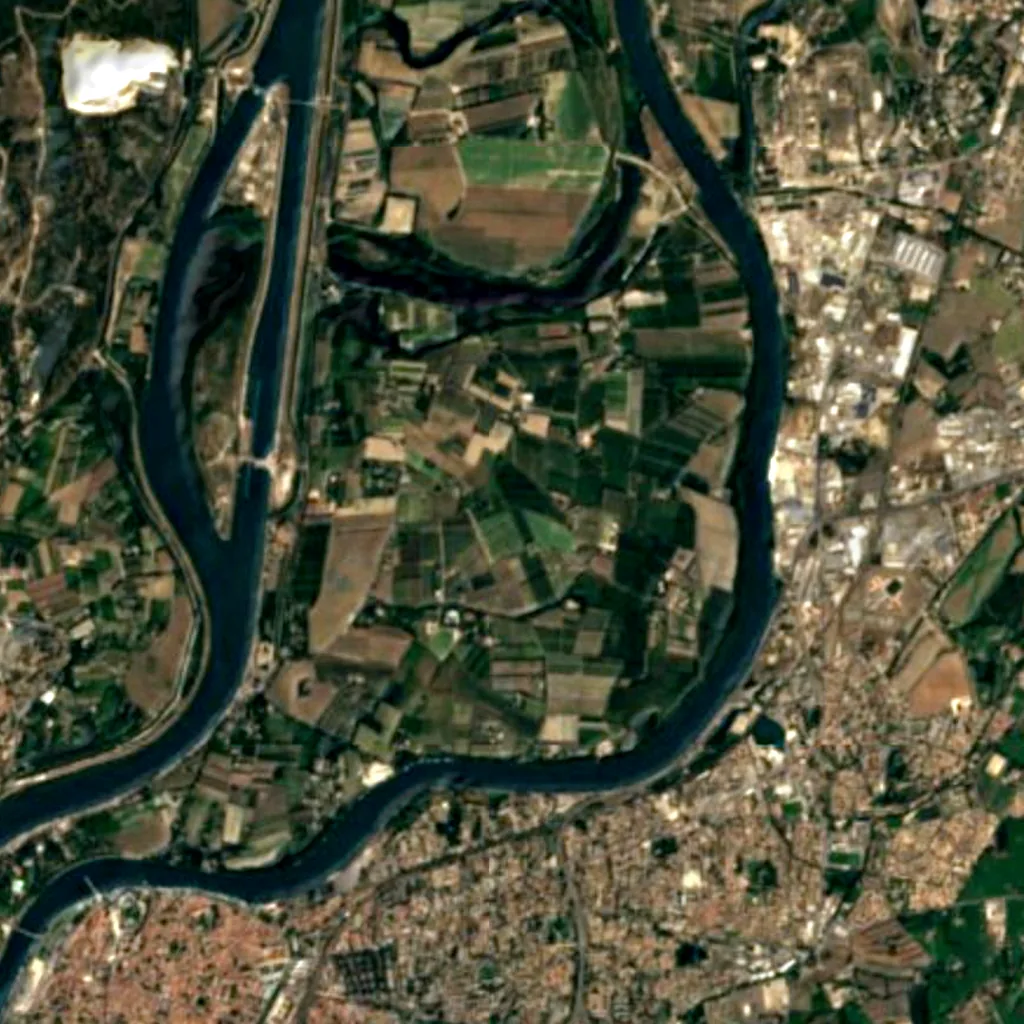 Île de la Barthelasse seen from above (Sentinel-2)