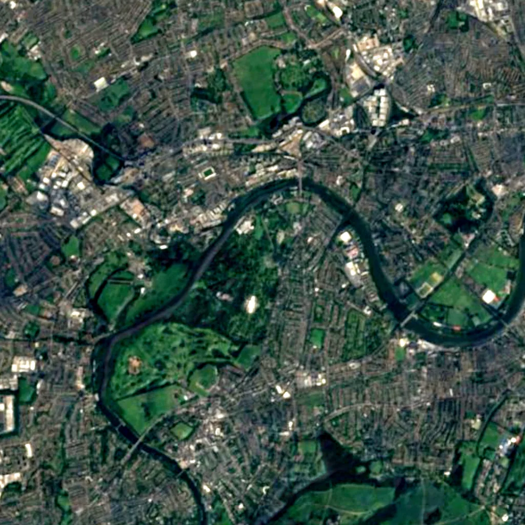 Kew Gardens seen from above (Sentinel-2)