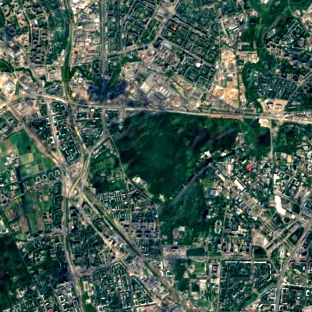 N.V. Tsitsin Main Botanical Garden seen from above (Sentinel-2)