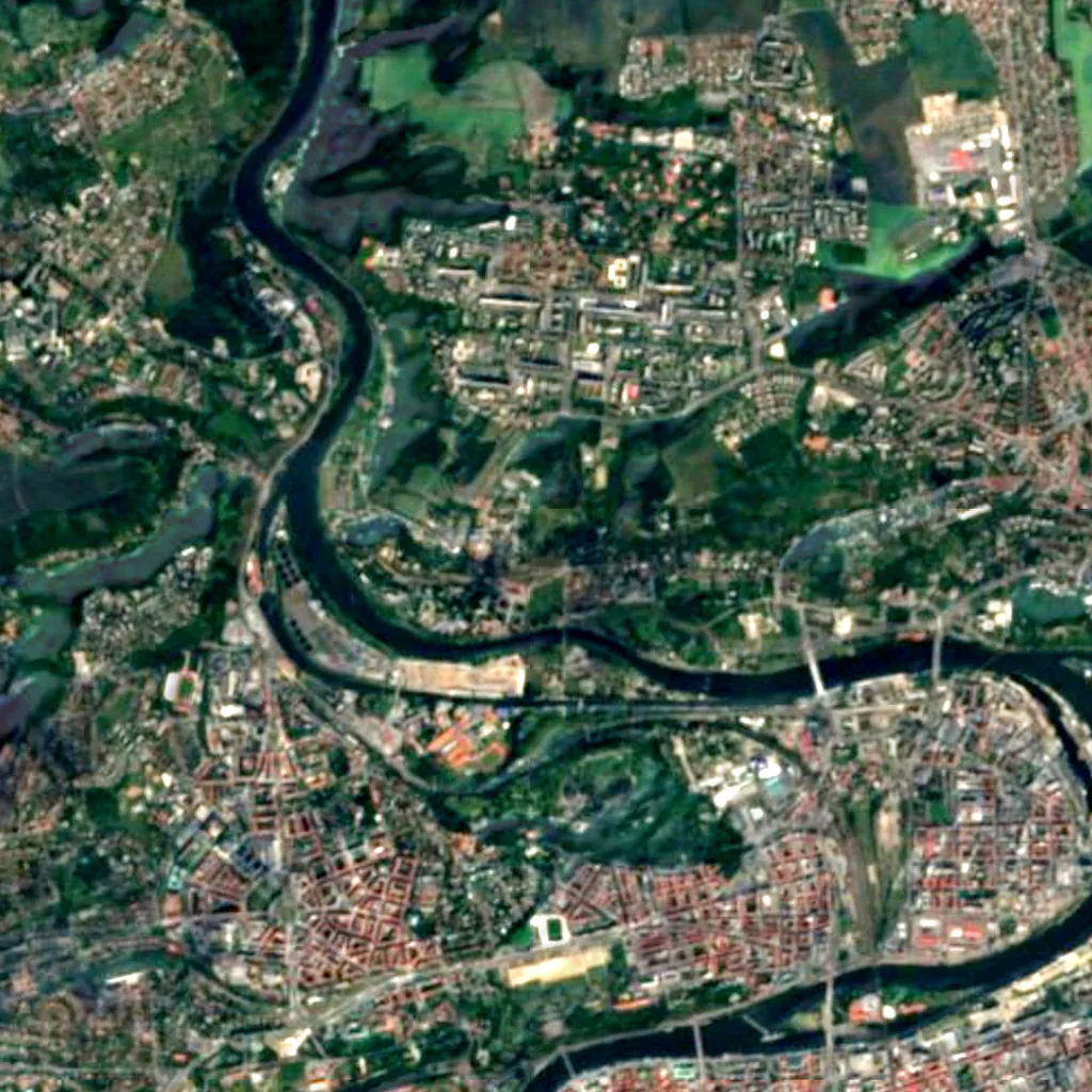 Prague Botanical Garden seen from above (Sentinel-2)