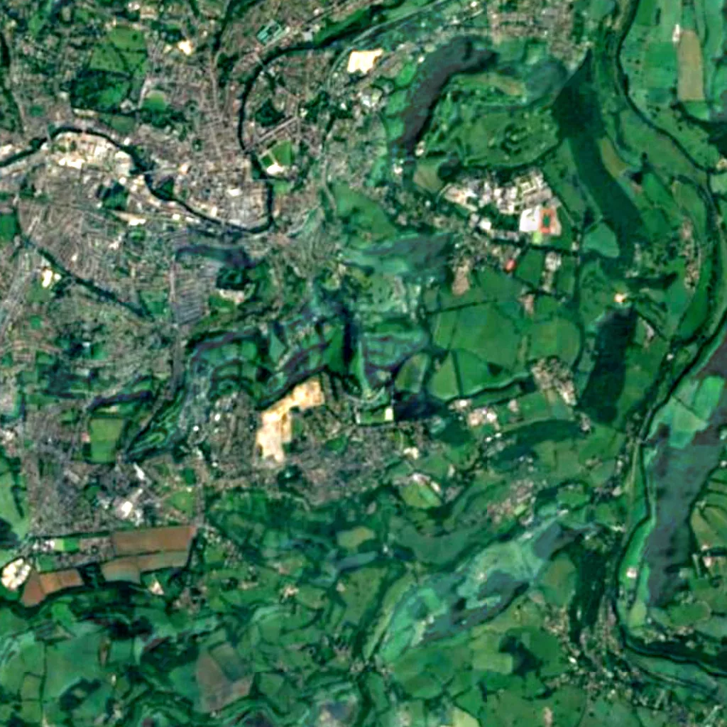 Prior Park Landscape Garden seen from above (Sentinel-2)