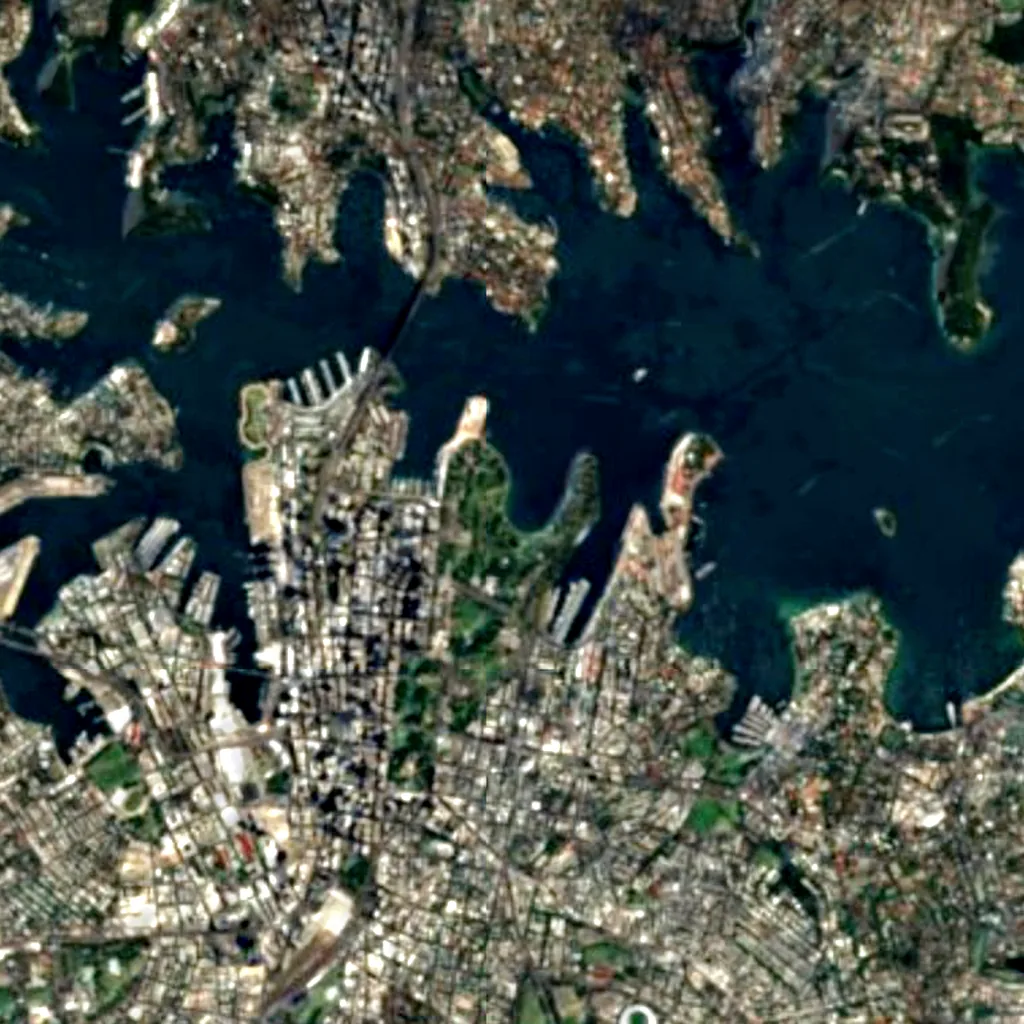 Royal Botanic Gardens, Sydney seen from above (Sentinel-2)