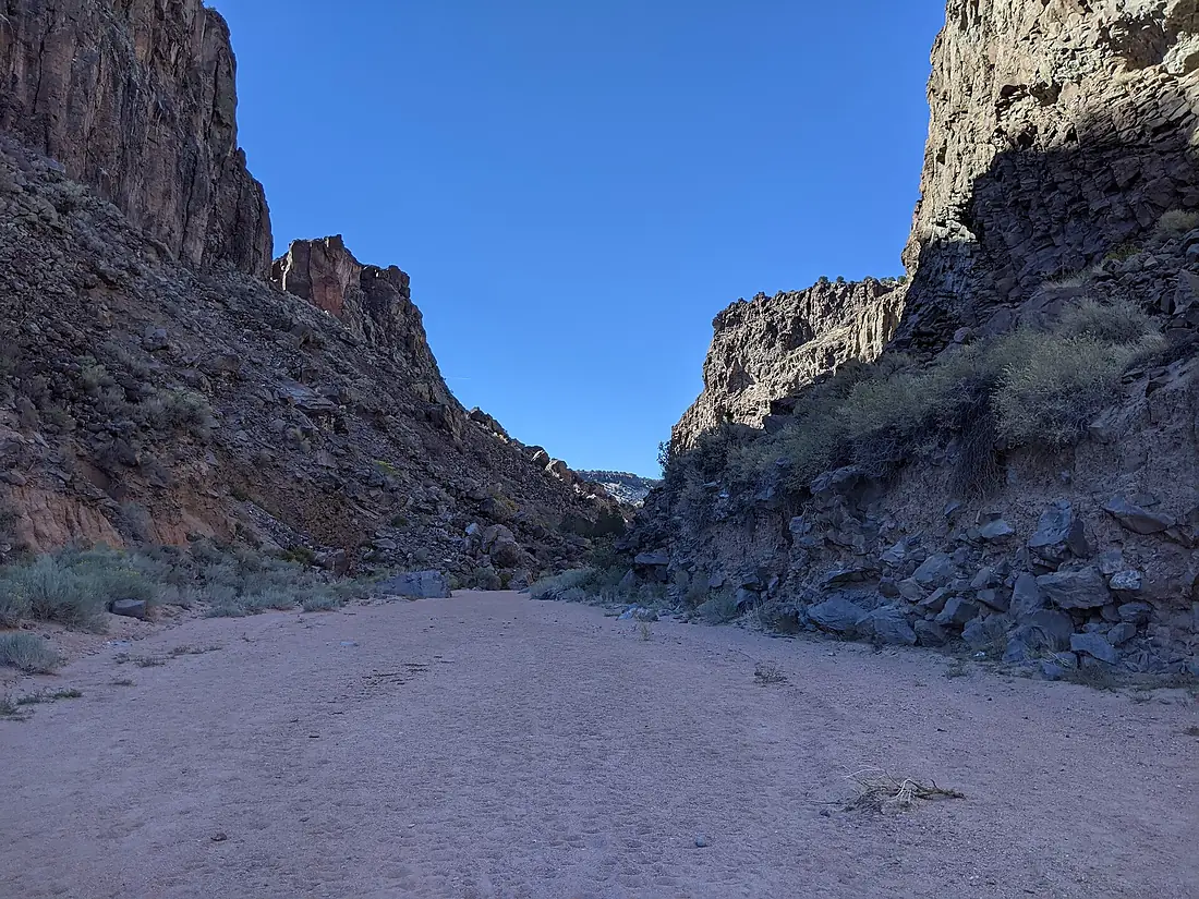 Looking down Caja del Rio Canyon (known locally as Diablo Canyon) in Santa Fe National Forest, New Mexico
