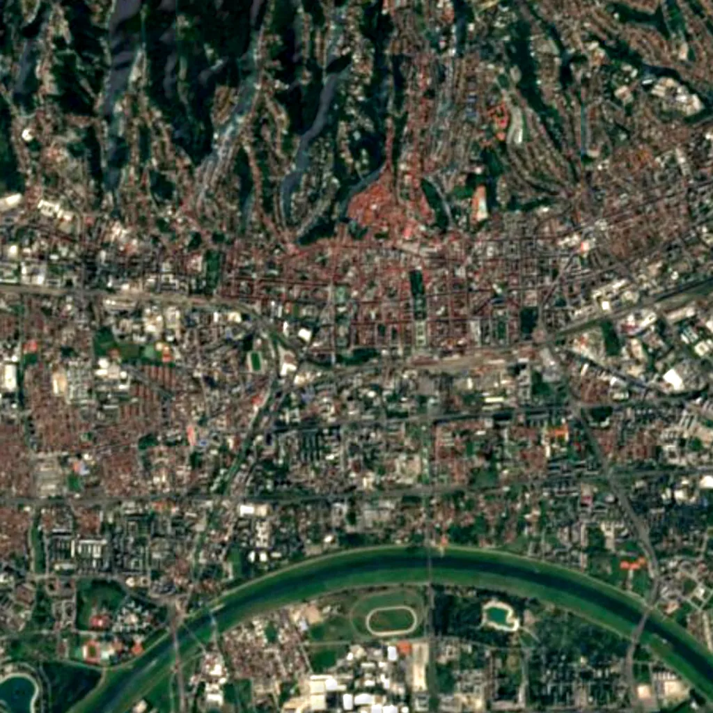 Zagreb Botanical Garden seen from above (Sentinel-2)